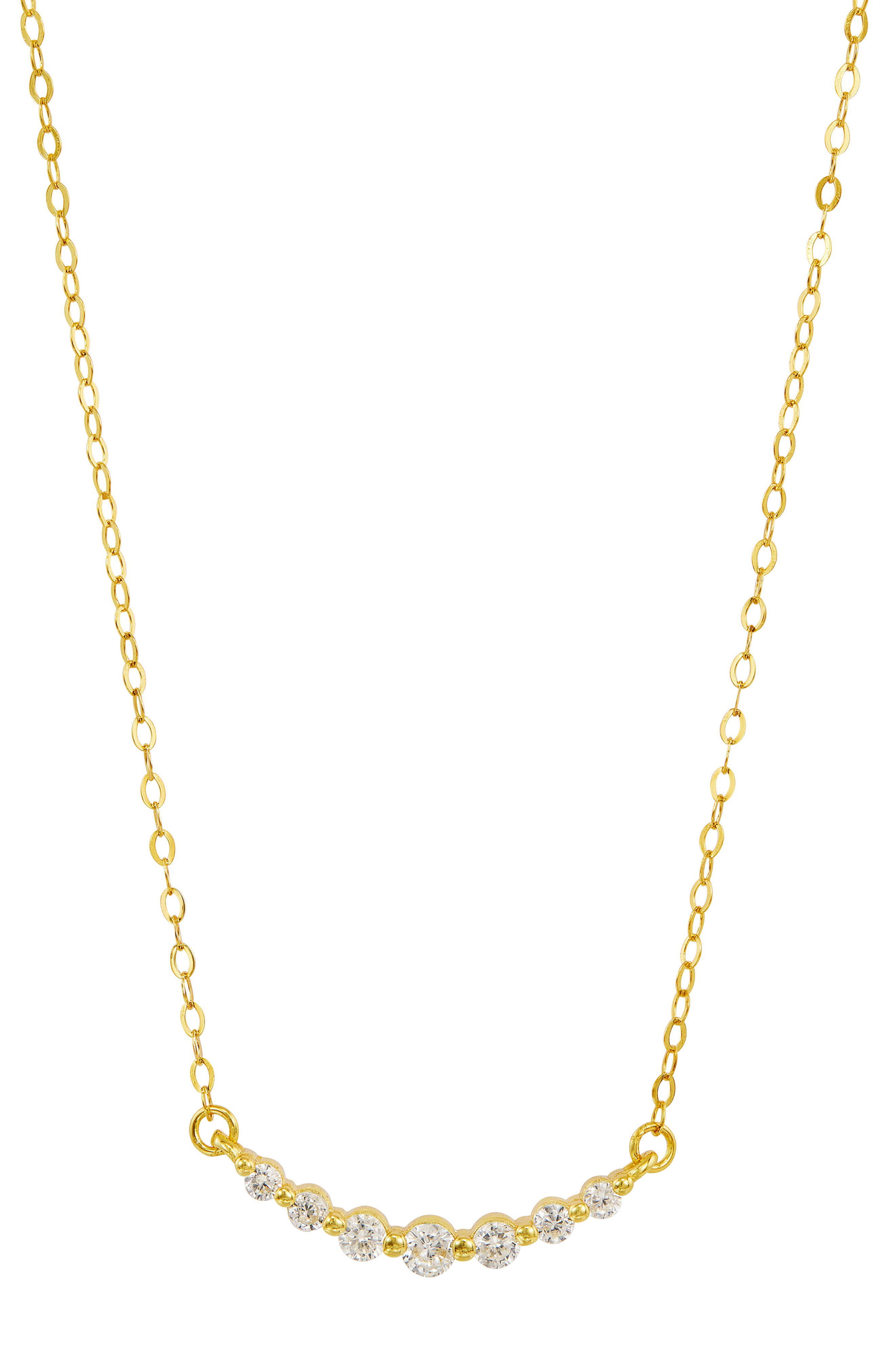 SAVVY CIE JEWELS Cubic Zirconia Curved Bar Necklace