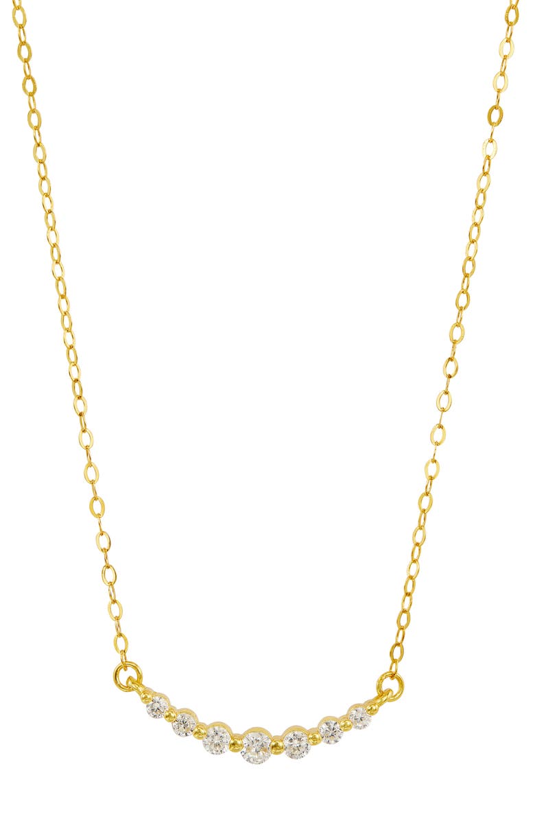 SAVVY CIE JEWELS Cubic Zirconia Curved Bar Necklace, Main, color, Yellow