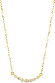 SAVVY CIE JEWELS Cubic Zirconia Curved Bar Necklace