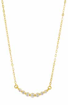 SAVVY CIE JEWELS Cubic Zirconia Curved Bar Necklace