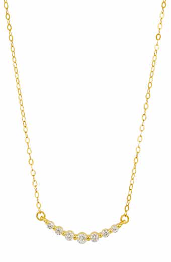 Cubic Zirconia Curved Bar Necklace
