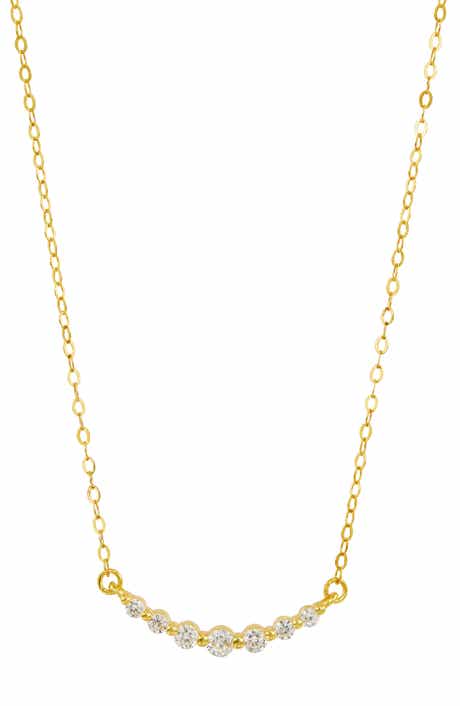 SAVVY CIE JEWELS Cubic Zirconia Curved Bar Necklace