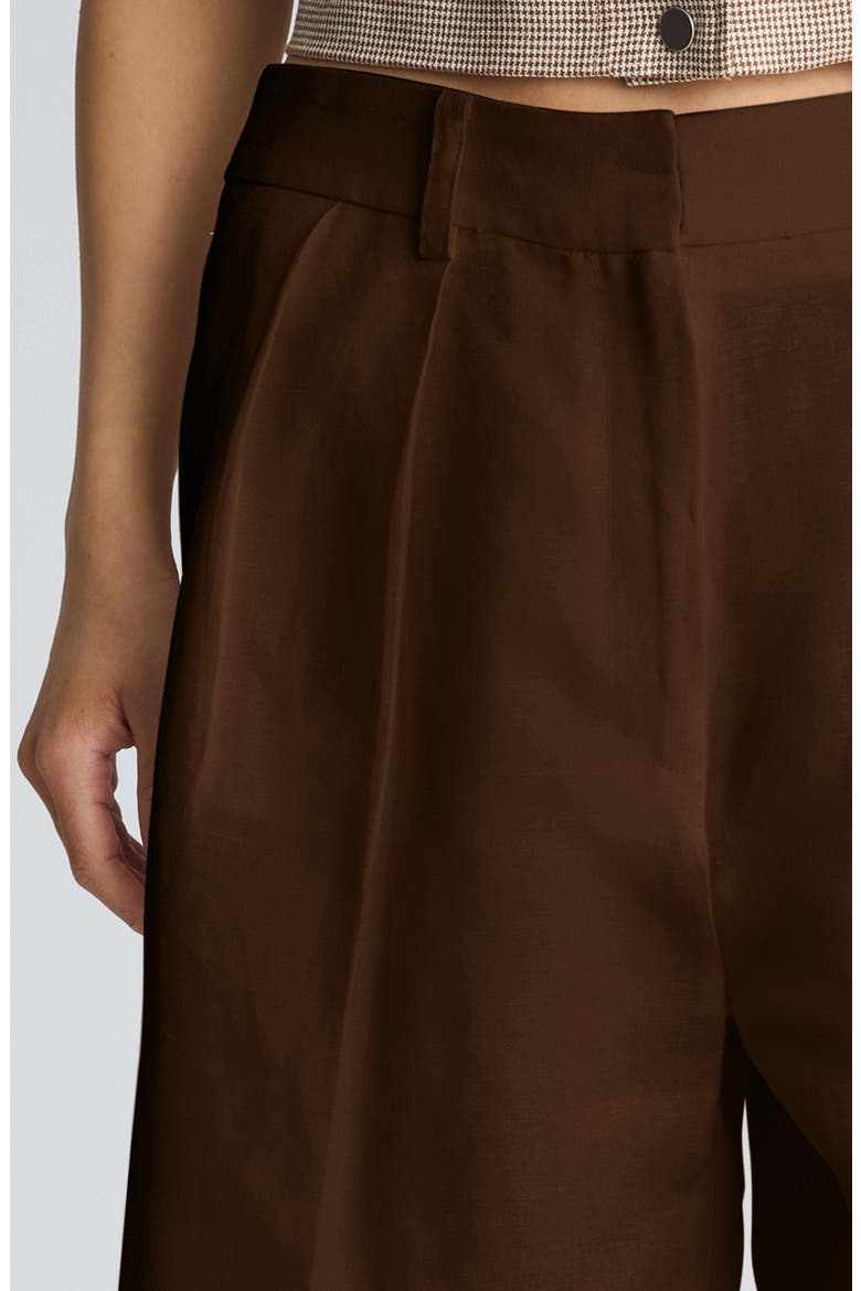 Pleated High Waist Bermuda Shorts, Alternate, color, BRUNETTE