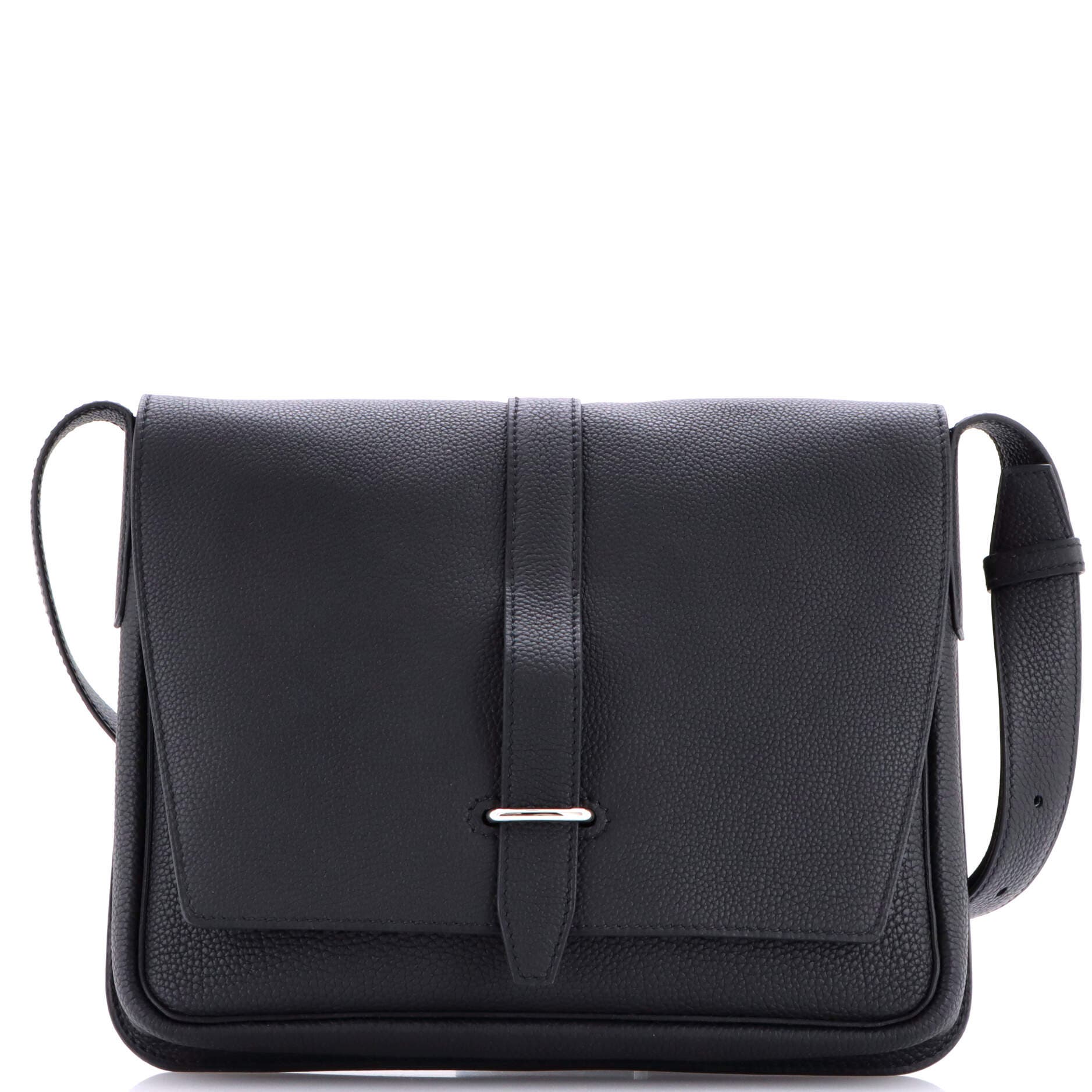 Pre-Owned Hermes Steve Light Junior Messenger Bag Togo, Main, color, Noir