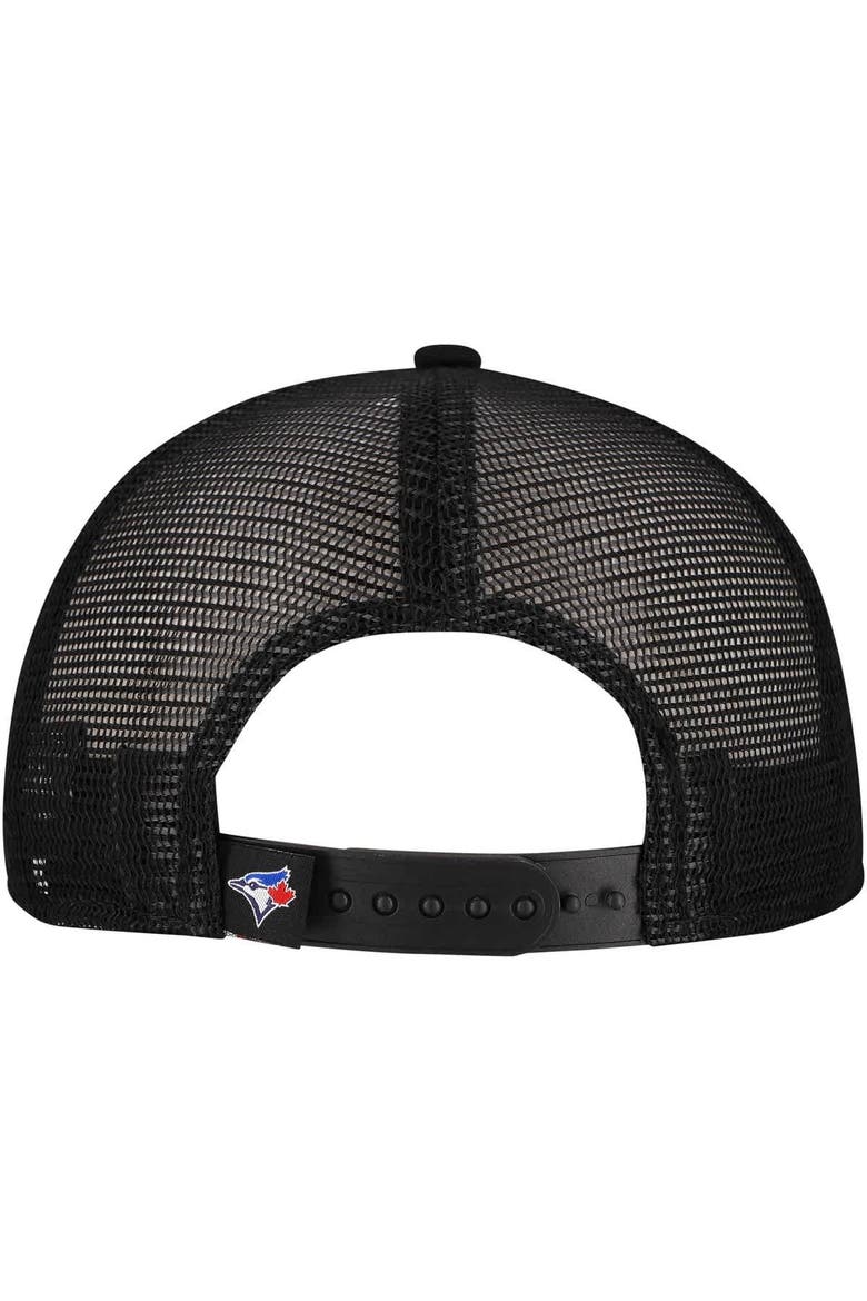 Men's New Era Black Toronto Blue Jays Retro Bold A-Frame Trucker 9FORTY Adjustable Hat, Alternate, color, Black