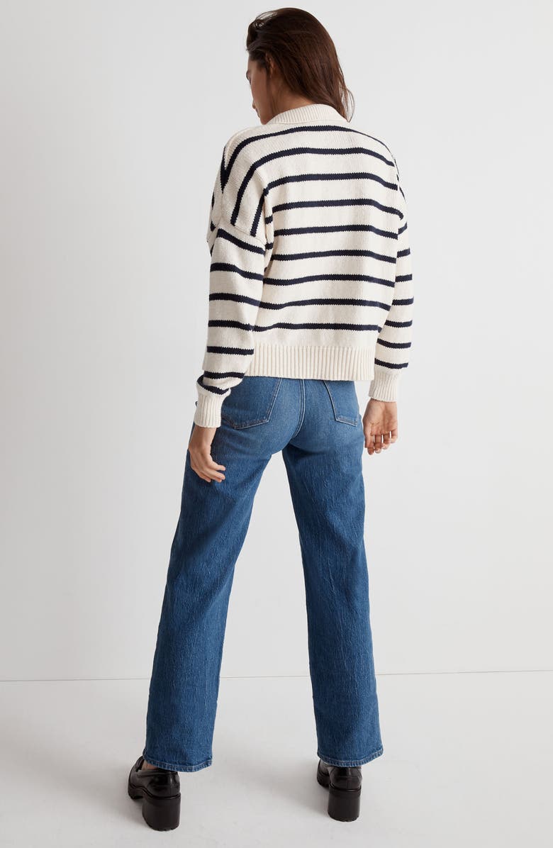 Madewell Dedham Stripe Polo Sweater, Alternate, color, 