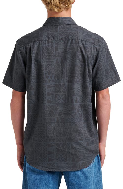 Quiksilver Geo Print Cotton Blend Button-up Shirt In Blue