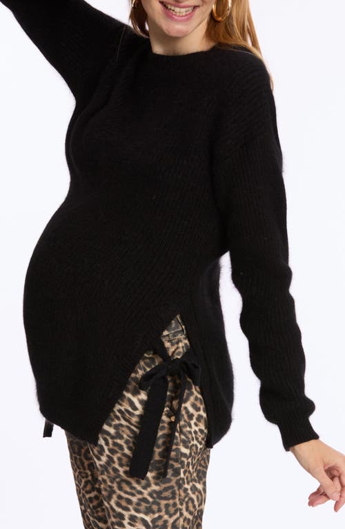 Cache Coeur Nora Side Tie Maternity Sweater In Black