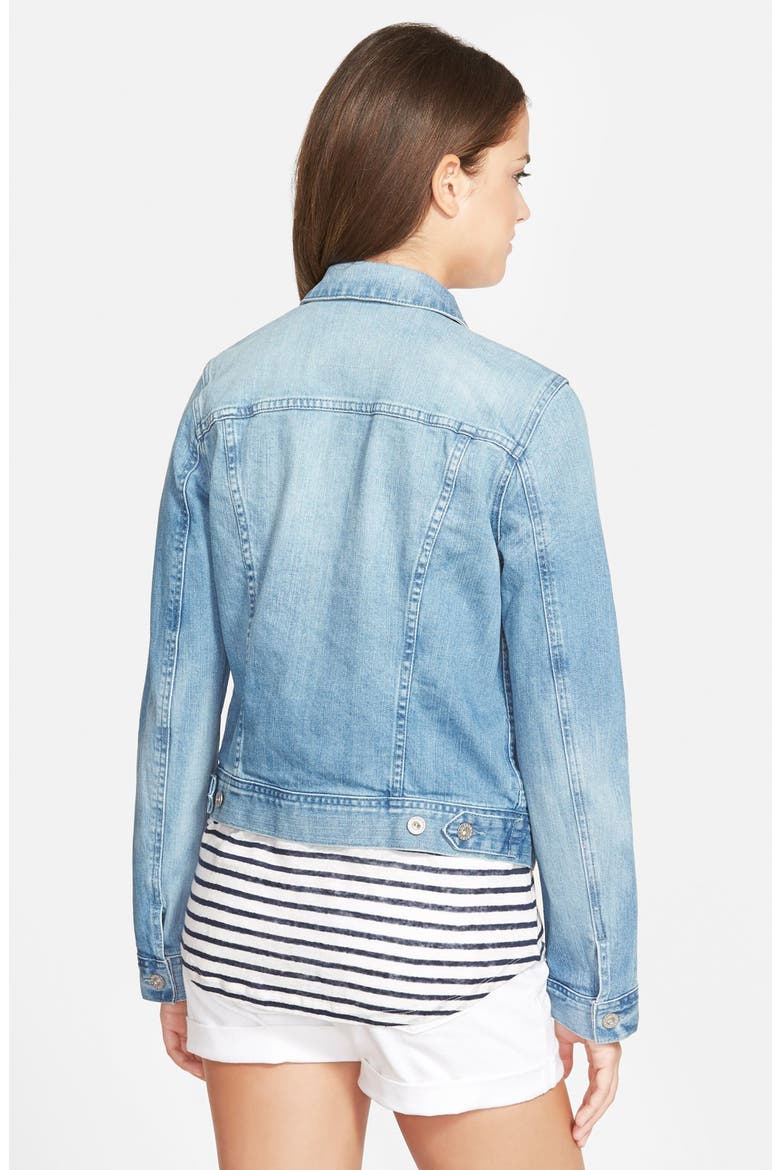 'Robyn' Cropped Denim Jacket, Alternate, color, SEAGLASS