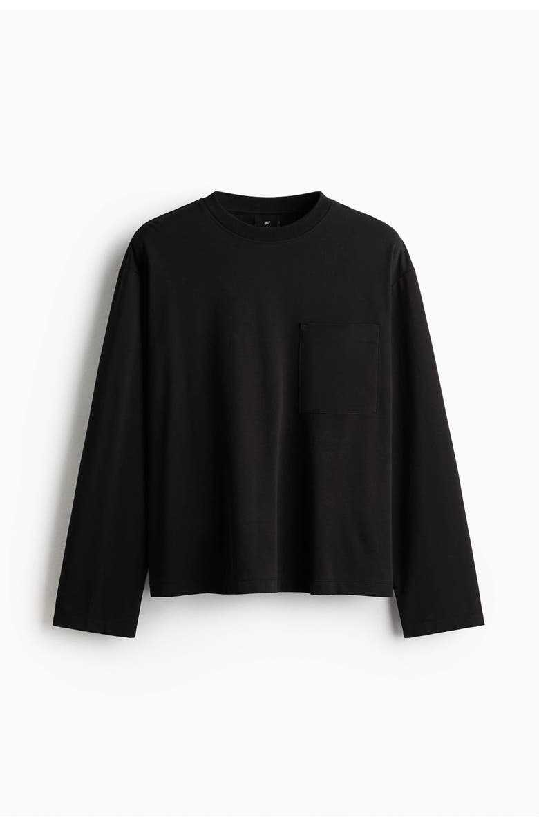 H&M Loose Fit Long-sleeved Jersey Top, Main, color, Black