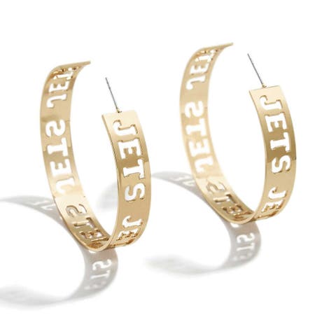 x Baublebar Gold New York Jets Large Cutout Hoop Earrings