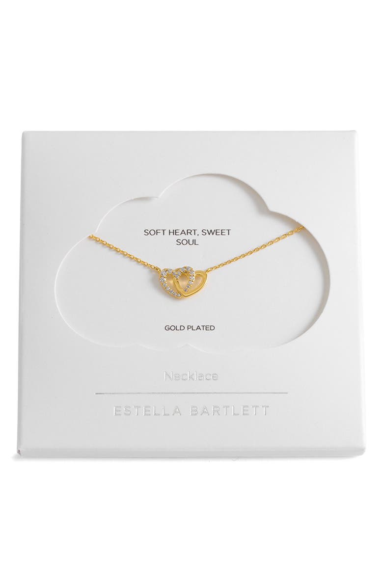 Estella Bartlett Cubic Zirconia Interlocking Heart Pendant Necklace, Alternate, color, Gold