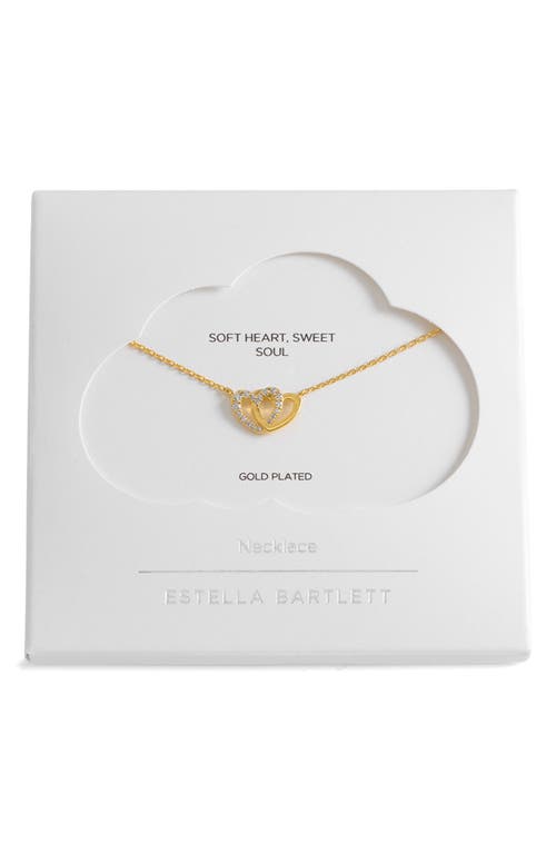Estella Bartlett Cubic Zirconia Interlocking Heart Pendant Necklace In Gold