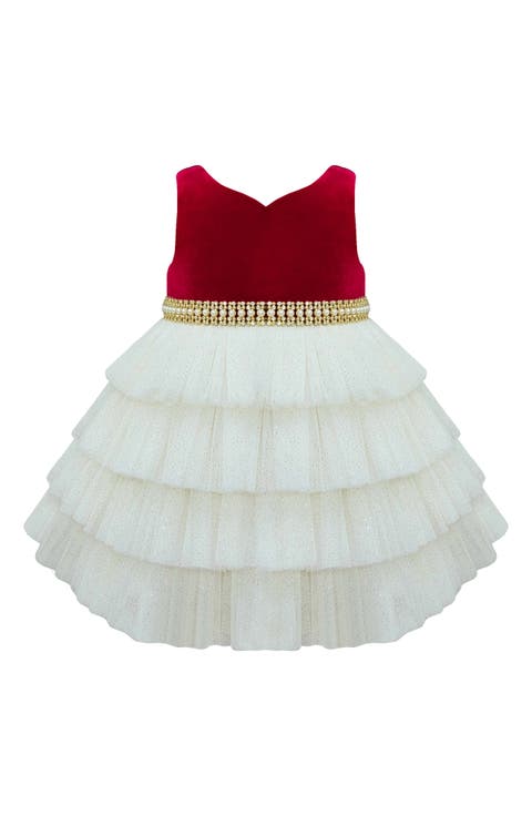 Velvet & Tiered Tulle Dress