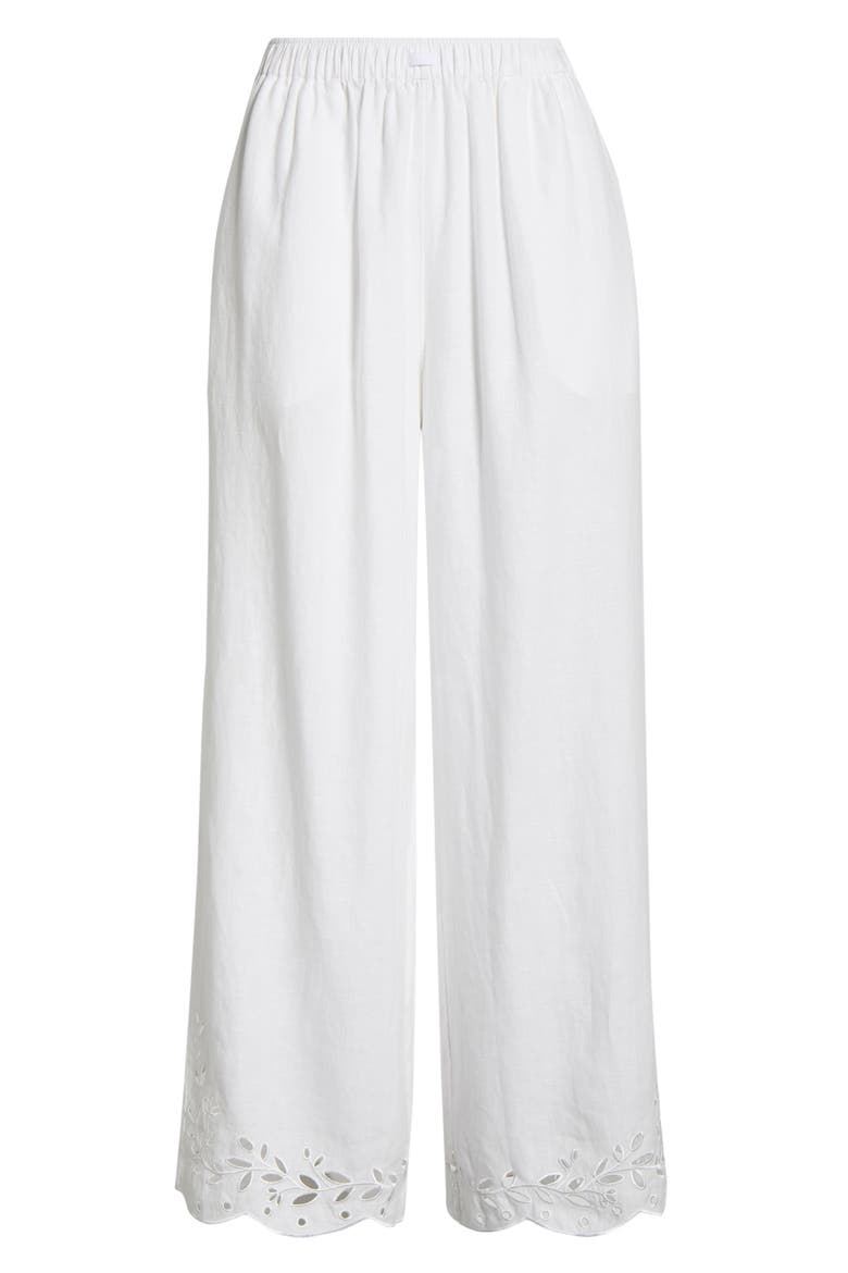 Embroidered Eyelet Linen Pants, Alternate, color, SINCERE WHITE