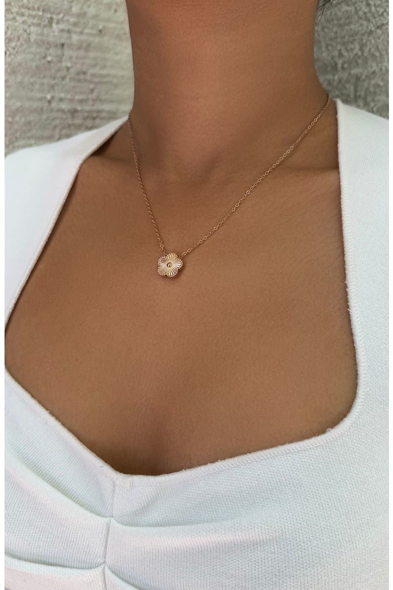 14K Rose Gold Plated Floral Pendant Necklace, Alternate, color, PINK