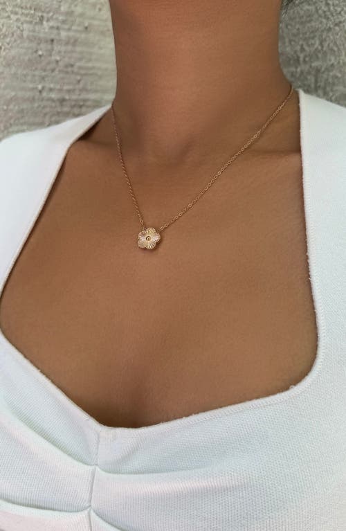 Adornia Tarnish Resistant 14k Rose Gold Plated 5-leaf Clover Pendant Necklace In Gold