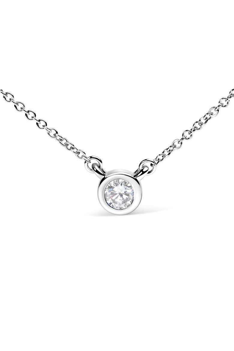 10K White Gold 1/2 Carat Diamond Modern Bezel-Set Solitaire Pendant Necklace, Alternate, color, White