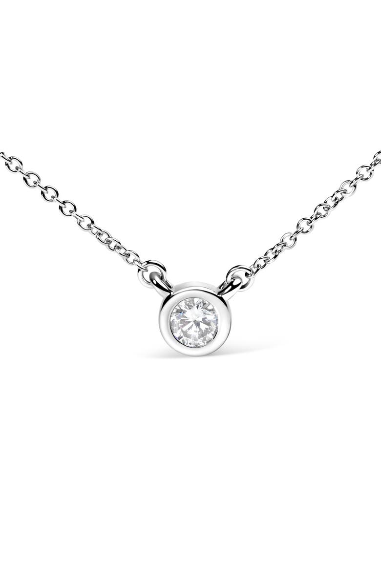 Haus of Brilliance 10K Gold 1/5 Cttw Diamond Bezel-Set Solitaire Pendant Necklace, Alternate, color, White