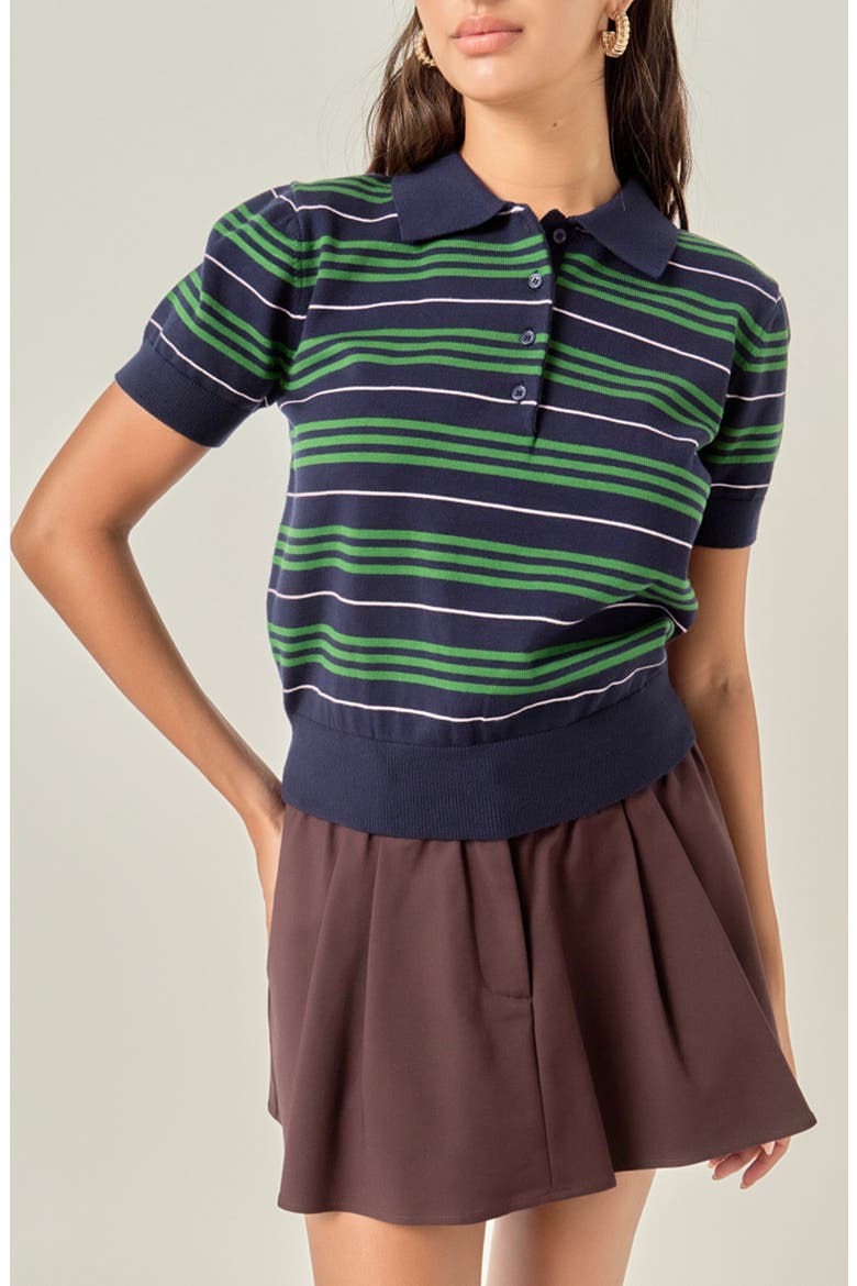 Stripe Polo Sweater, Main, color, NAVY/ MULTI