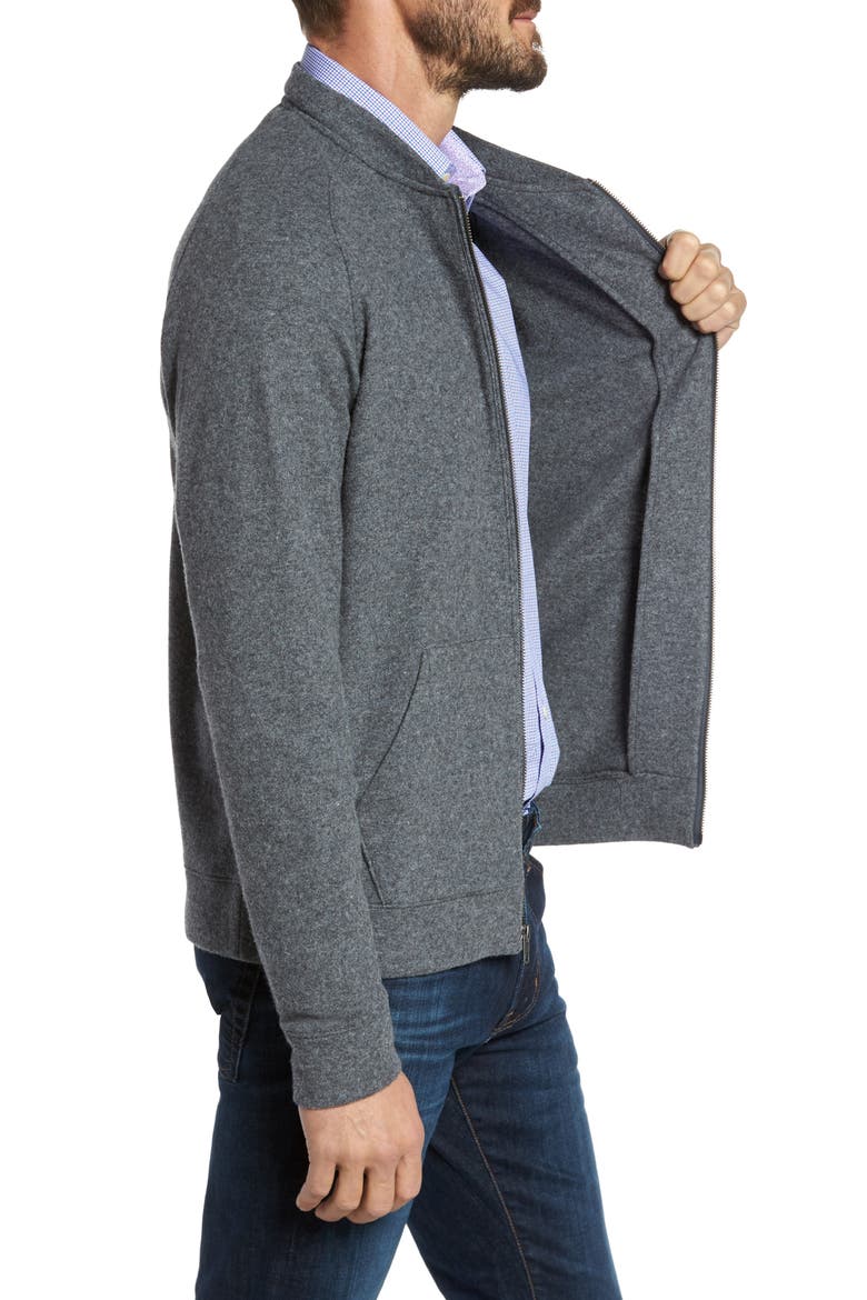 Wool Blend Fleece Bomber Jacket, Alternate, color, GREY CHARCOAL