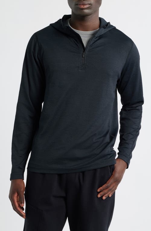 Reigning Champ Solotex® Mesh Tiebreak Performance Quarter Zip Hoodie in Heather Black 