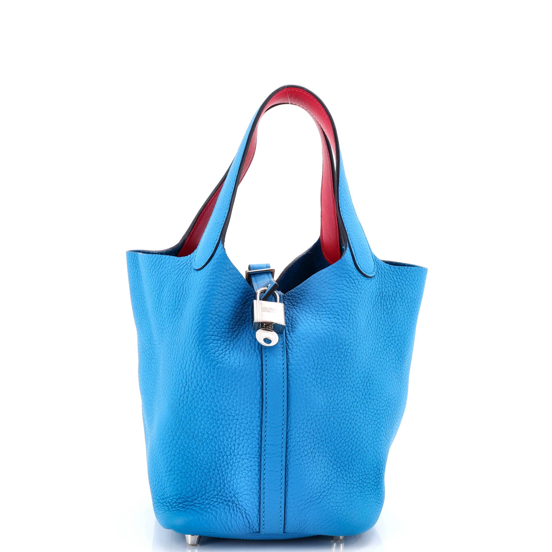 Pre-Owned Hermes Eclat Picotin Lock Bag Clemence PM, Main, color, Bleu Frida