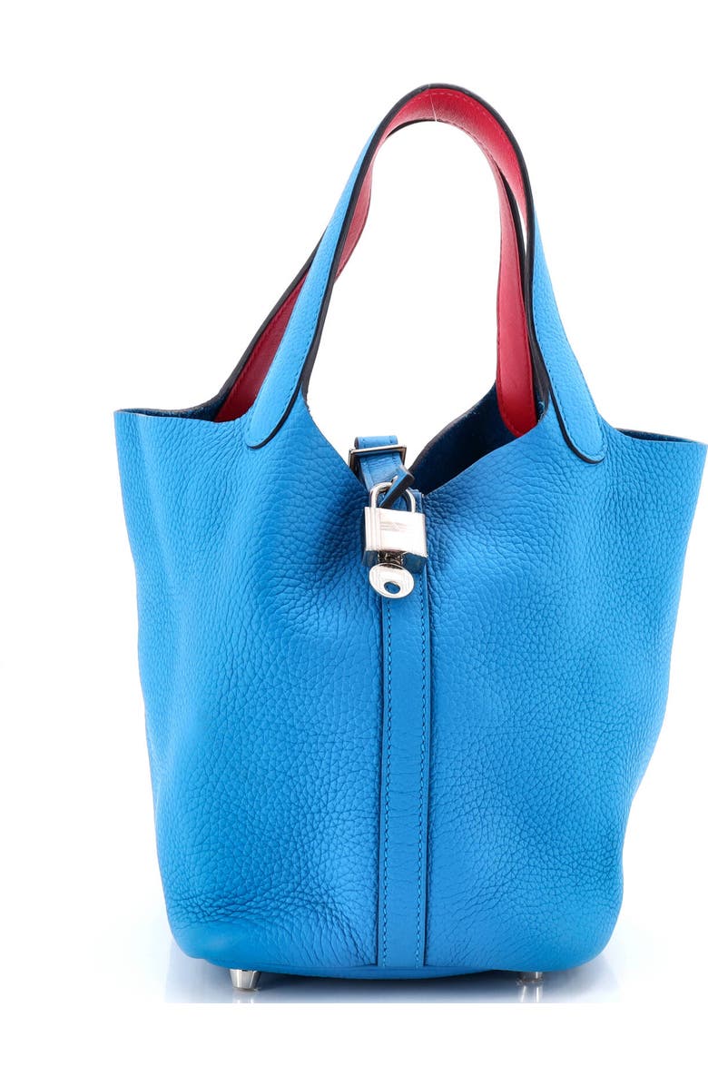 Pre-Owned Hermes Eclat Picotin Lock Bag Clemence PM, Main, color, Bleu Frida