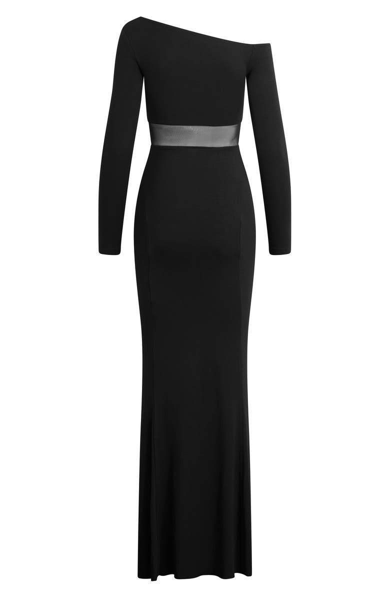 Favorite Daughter The Hold Me Asymmetric Long Sleeve Dress, Alternate, color, Black