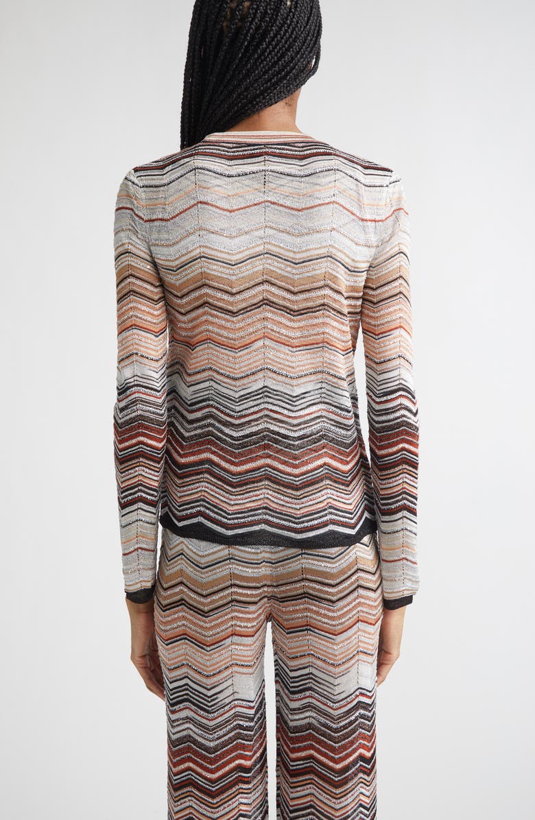 Missoni Zigzag Lamé Cardigan, Alternate, color, Red And Beige Tones