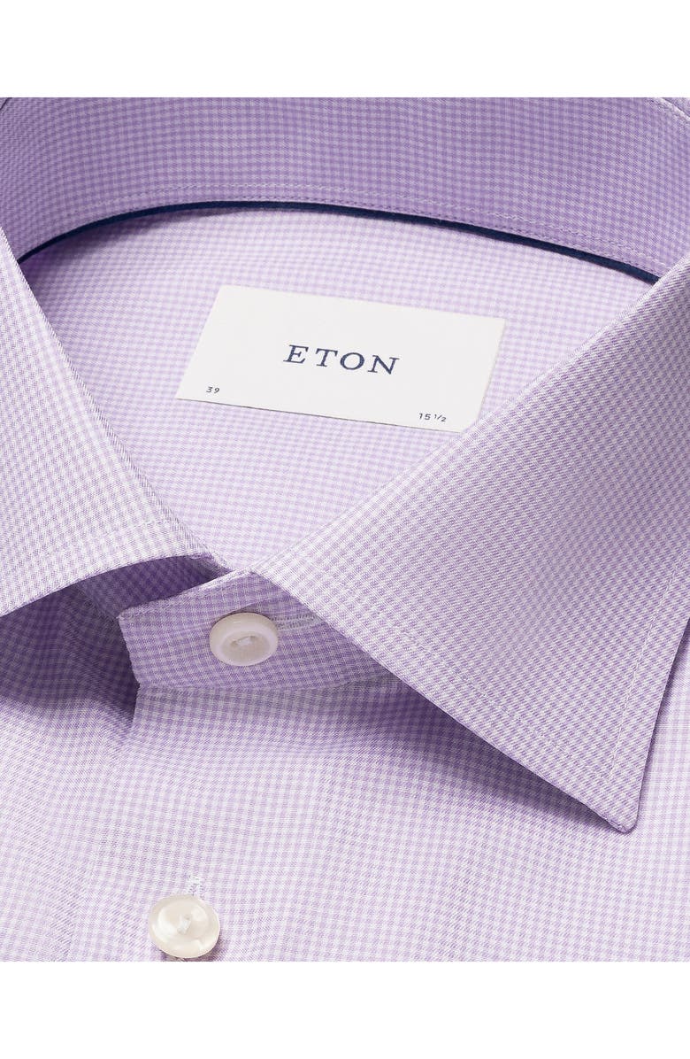 Eton Slim Fit Microcheck Cotton Dress Shirt, Alternate, color, Light Purple
