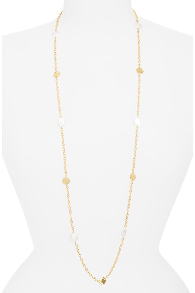 Coin & Pearl Station Necklace, Alternate, color, GOLD