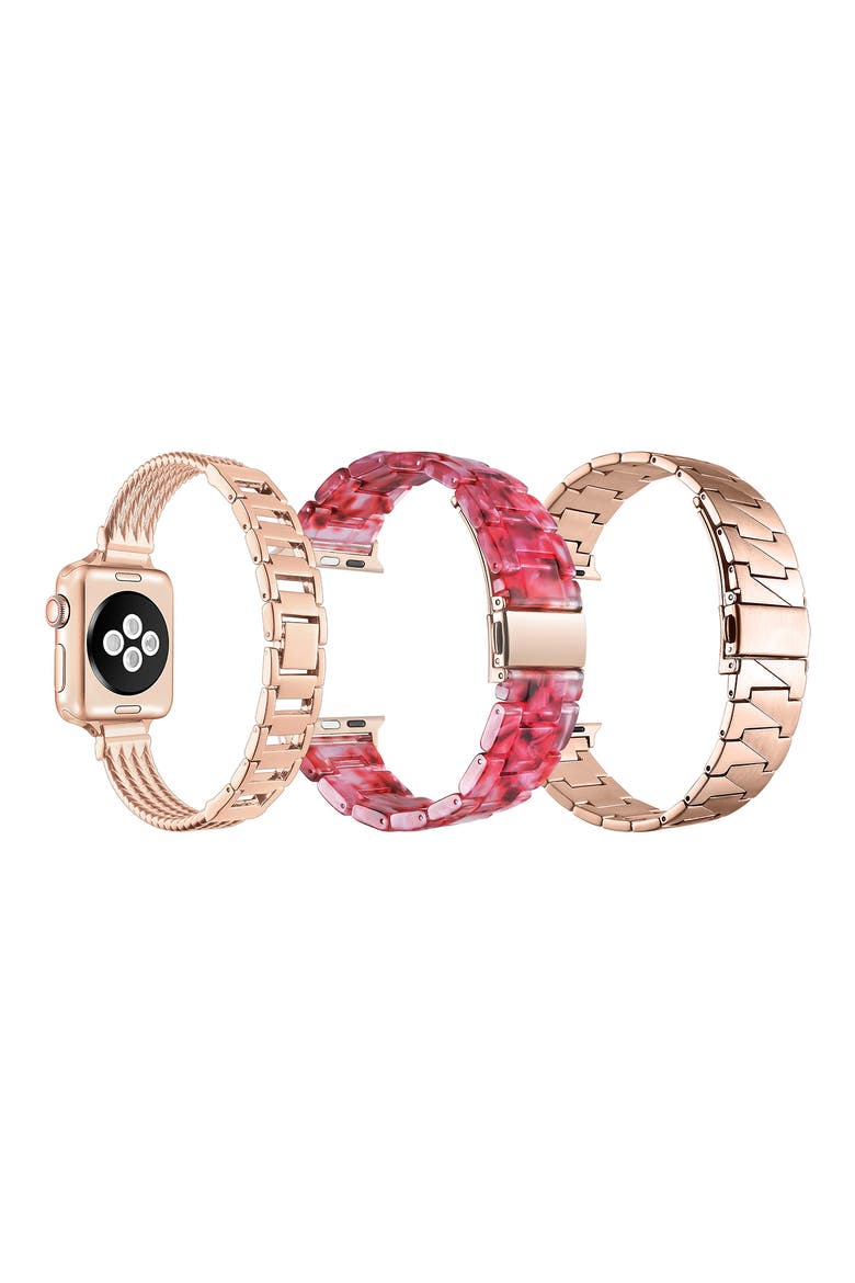 Scarlett, Clara & Claire 3-Pack Watchbands, Alternate, color, ROSE GOLD