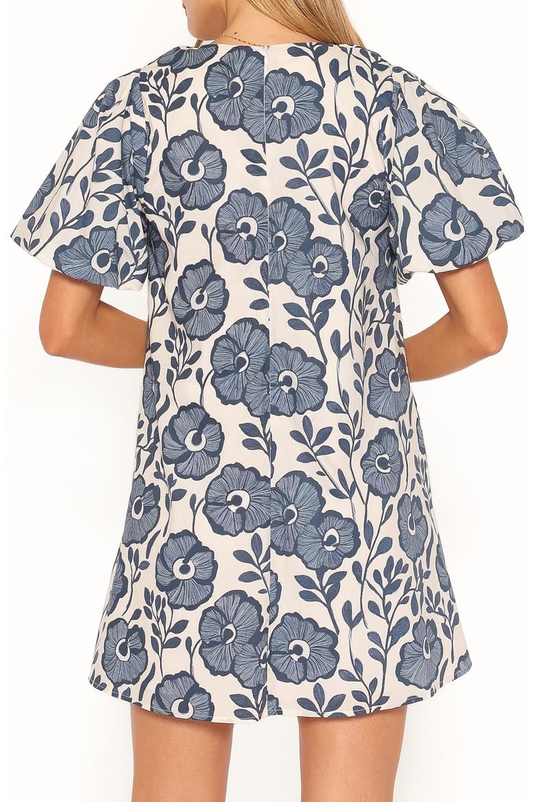 Bertine Puff Sleeve Cotton Minidress, Alternate, color, BLUE FLORAL
