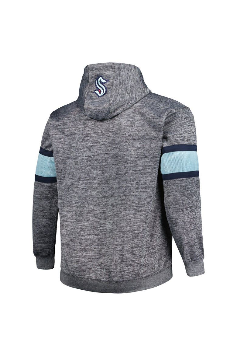Men's Heather Charcoal Seattle Kraken Big & Tall Stripe Pullover Hoodie, Alternate, color, Heather Charcoal