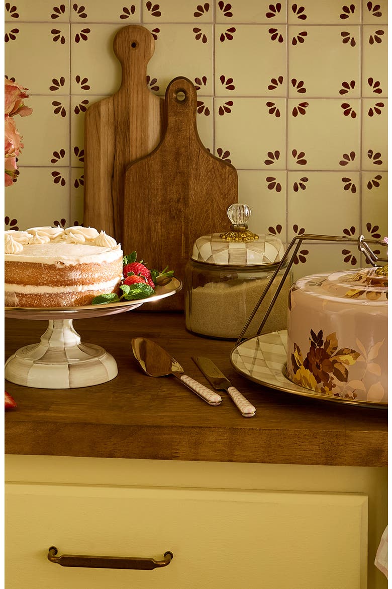 Mocha Check Cake Server Set, Alternate, color, MOCHA