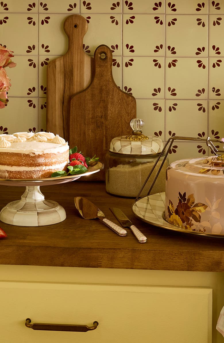 MACKENZIE CHILDS Mocha Check Cake Server Set, Alternate, color, Mocha