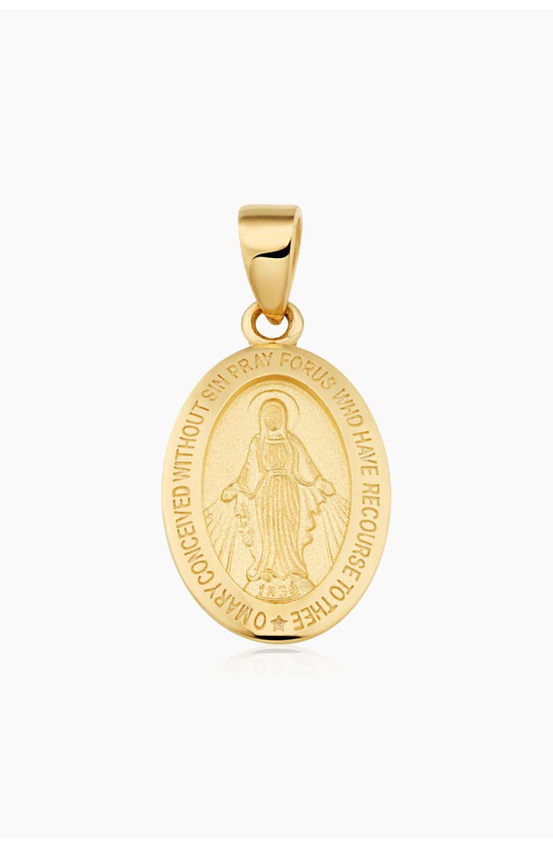 Oradina 14K Yellow Gold Miraculous Medal Pendant Charm, Main, color, Yellow Gold