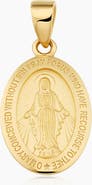 Oradina 14K Yellow Gold Miraculous Medal Pendant Charm