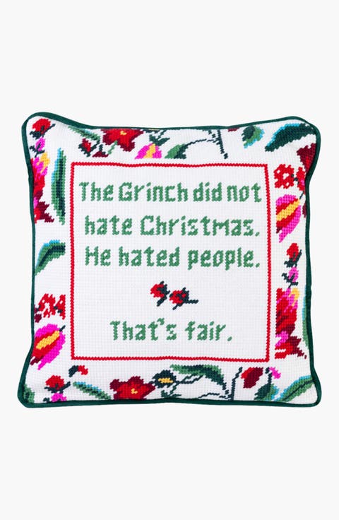 The Grinch Needlepoint Pillow