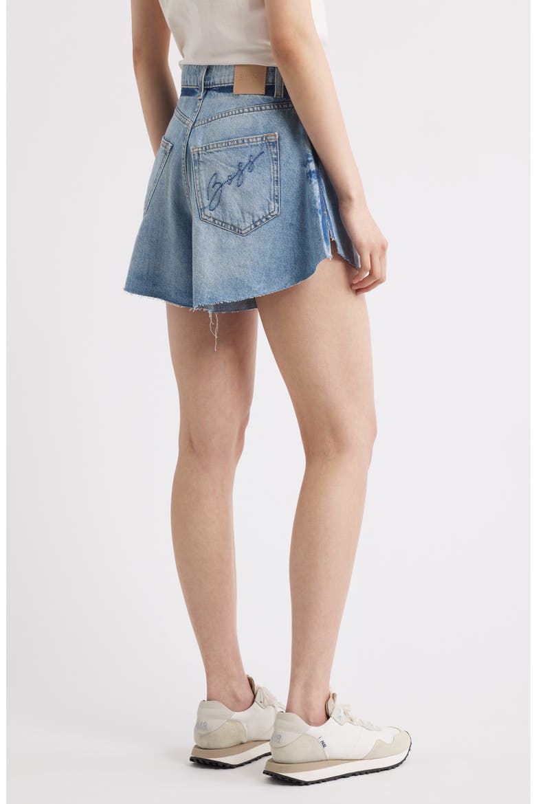 Gusset Outseams Denim Shorts, Alternate, color, TURQ/AQUA
