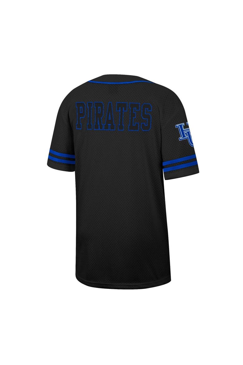Men's Colosseum Black Hampton Pirates Free Spirited Mesh Button-Up Baseball Jersey, Alternate, color, Black