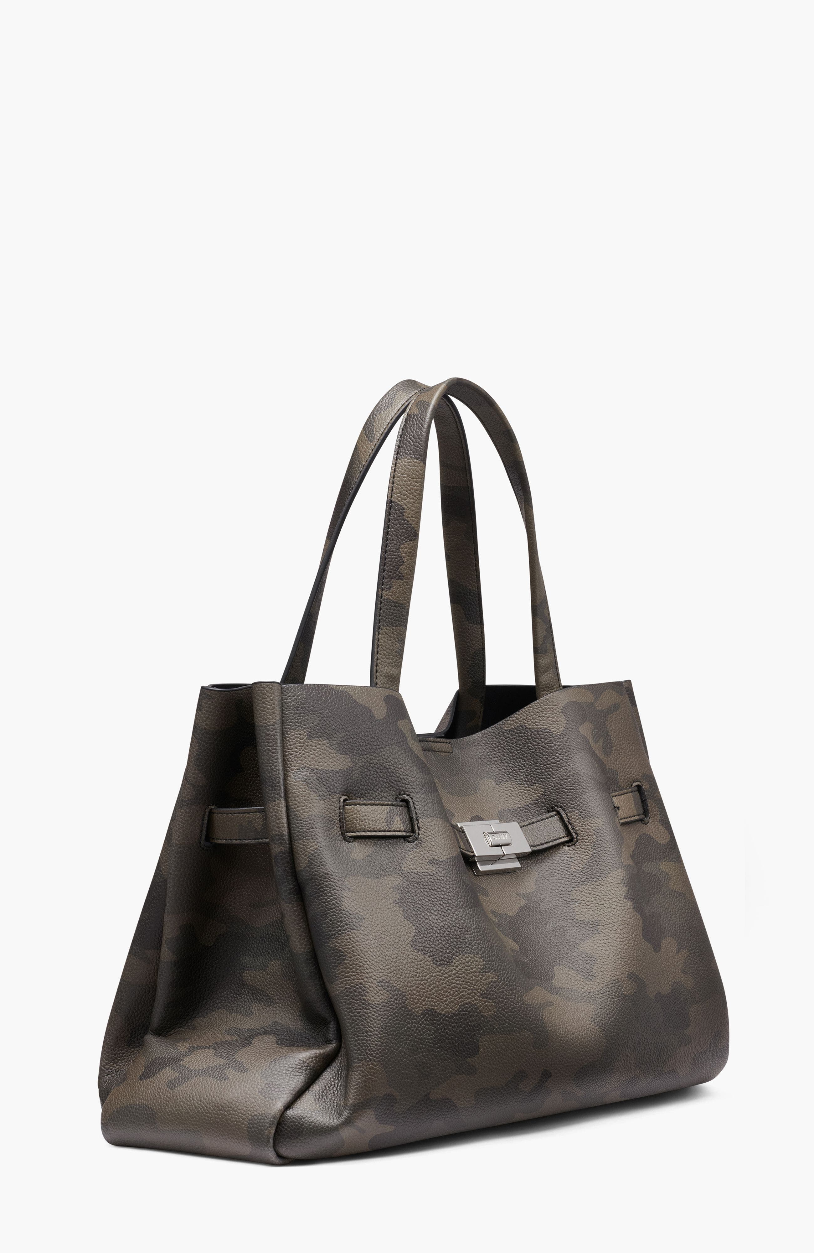 DKNY Bryar Large Satchel with Heart Dangle, Alternate, color, Camouflage