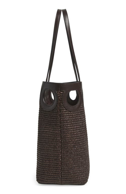 Ferragamo Medium Gancini Frame Perforated Raffia & Leather Tote