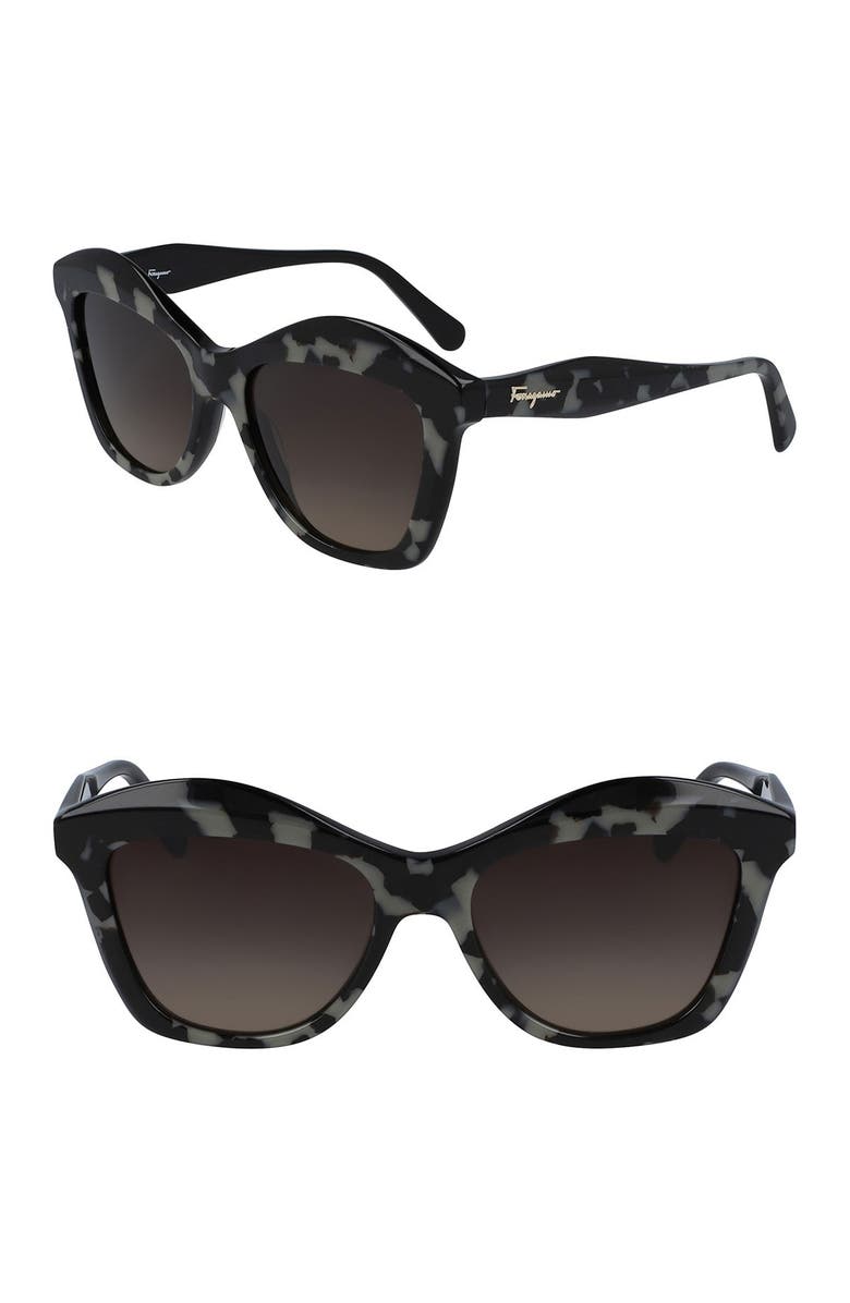 FERRAGAMO 54mm Cornered Rectangle Full Rim Sunglasses, Main, color, 