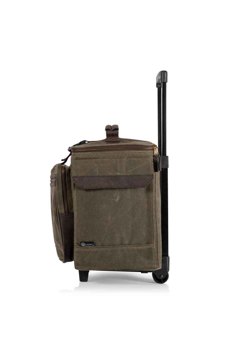 Somm 12 Bottle Insulated Wine Bag with Rolling Cart, Alternate, color, Khaki Green with Brown Accents
