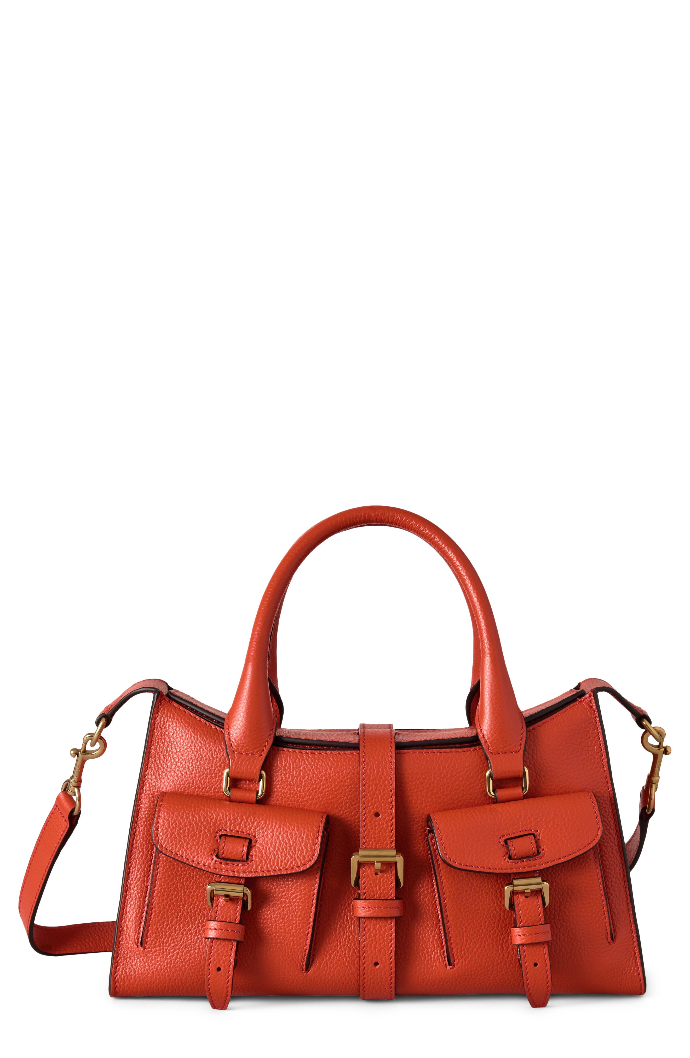 Small Roxanne Leather Crossbody Bag, Main, color, CORAL ORANGE