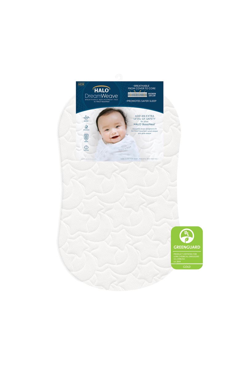 HALO Dreamweave Breathable Bassinest Replacement Pad, Main, color, White