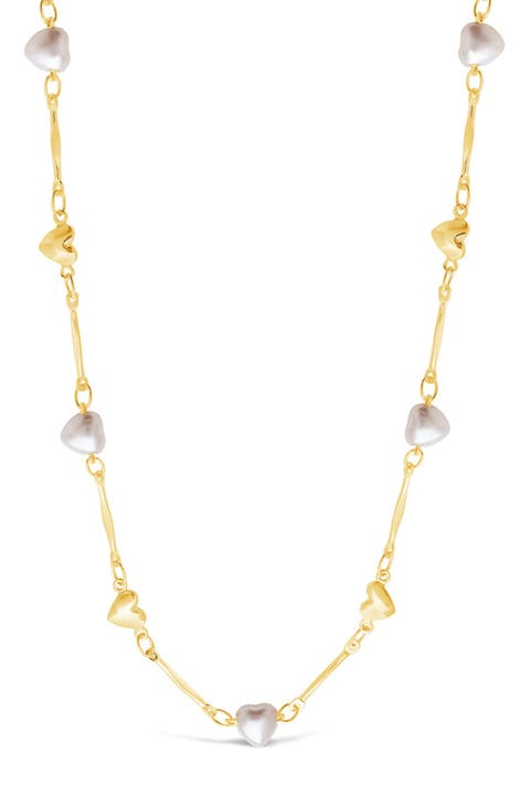 Imitation Pearl Heart Station Face Mask & Glasses Chain