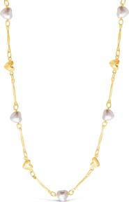 Sterling Forever Imitation Pearl Heart Station Face Mask & Glasses Chain